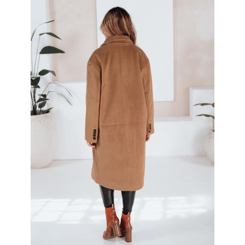 Dámska zimná bunda, dlhá oversized, kamelová