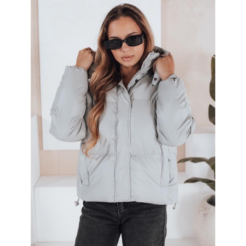 Dámská koženková přechodová bunda COLLAR šedá