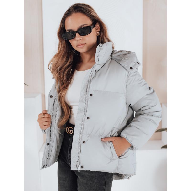 Dámská koženková přechodová bunda COLLAR šedá