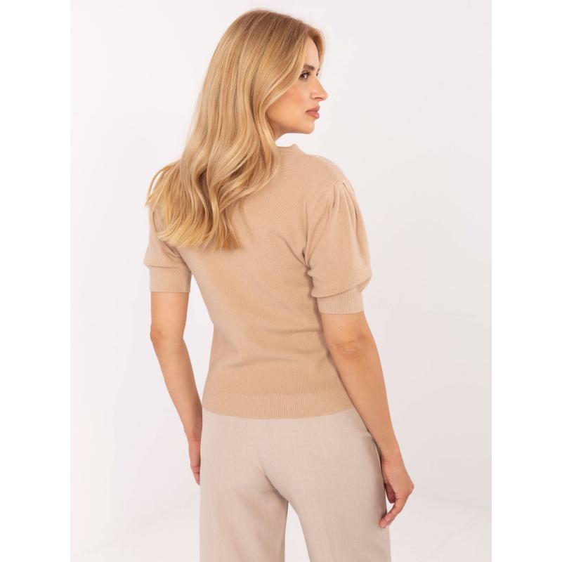 Ecru dámsky sveter s aplikáciou