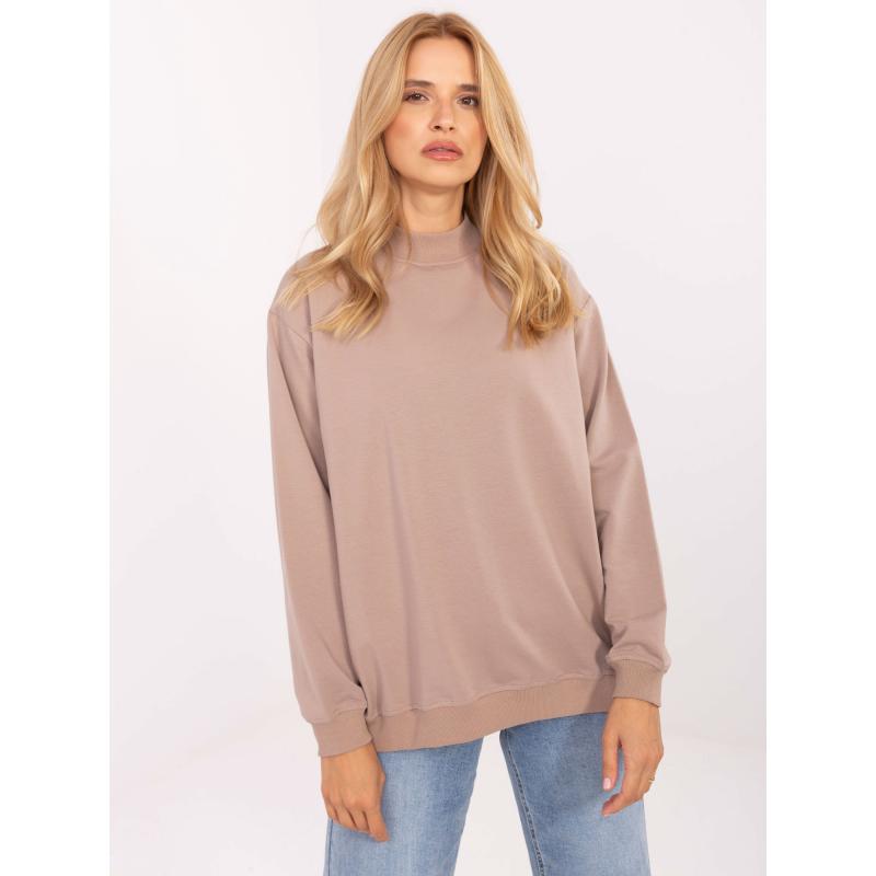 Sötétbézs női pulóver félkapucnival BASIC FEEL GOOD