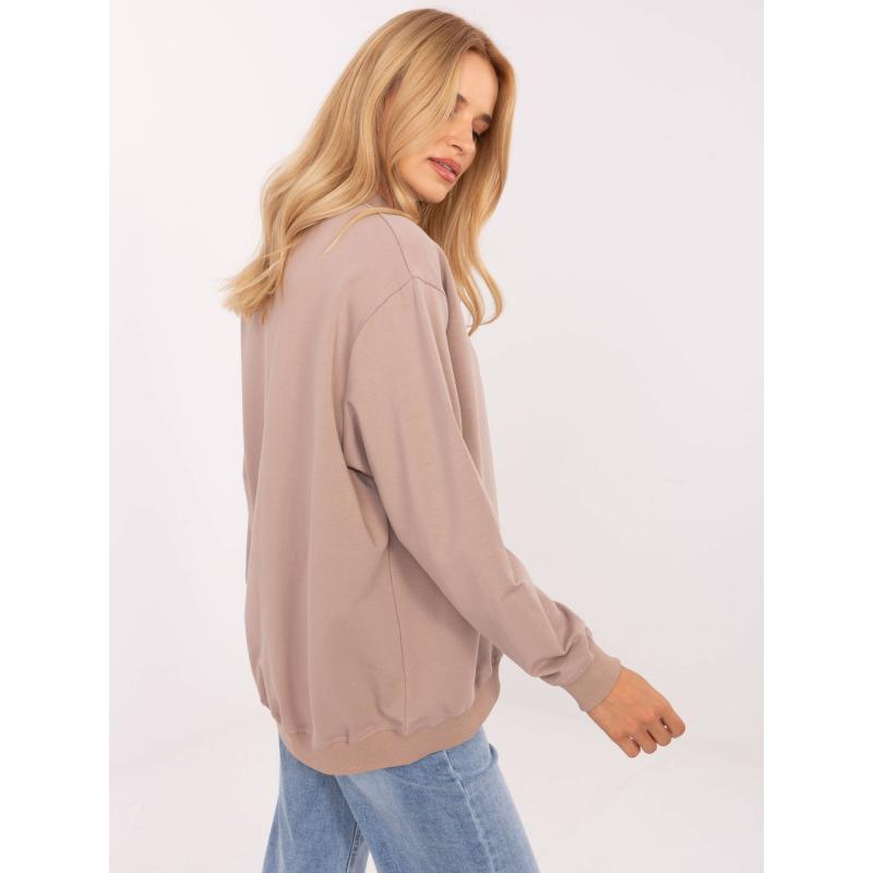 Sötétbézs női pulóver félkapucnival BASIC FEEL GOOD