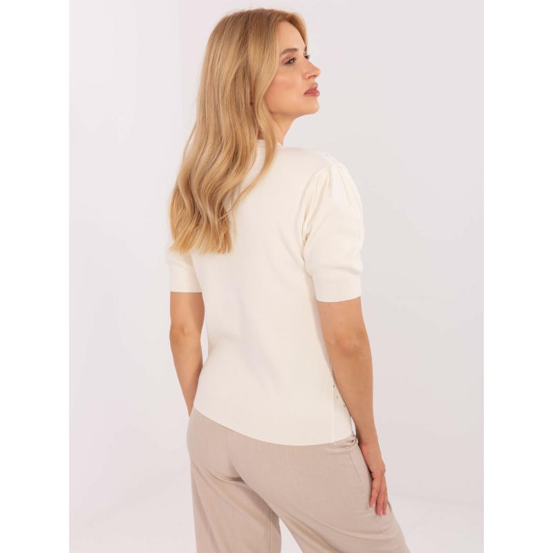 Světle béžový dámský svetr s kamínky