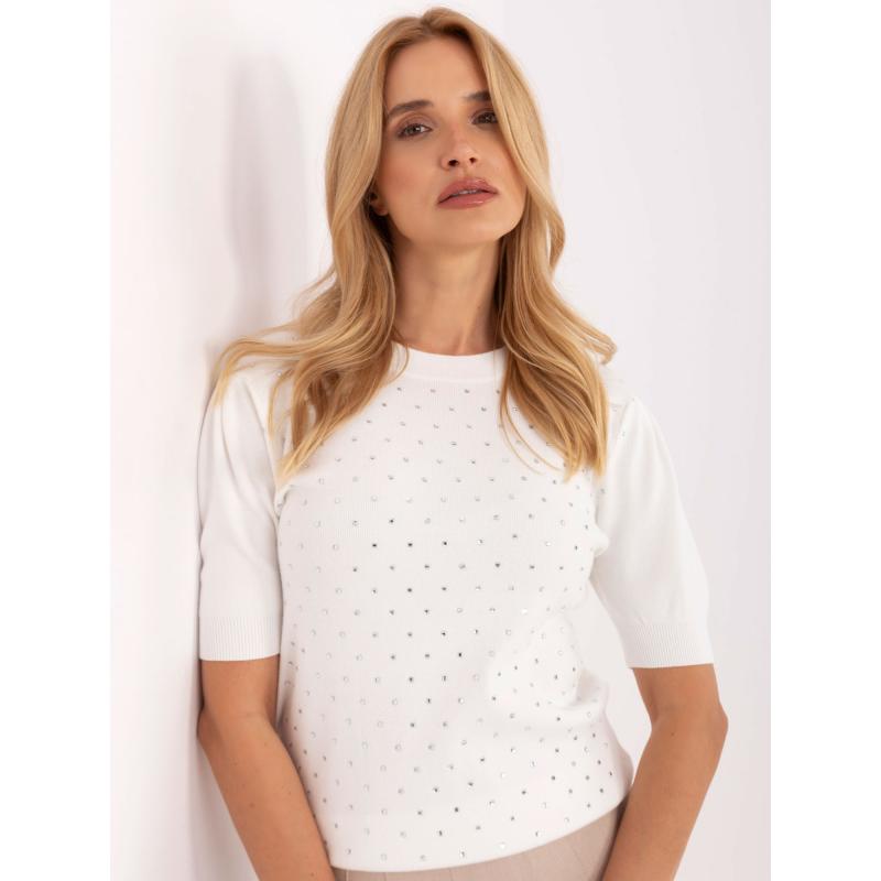 Ecru dámsky sveter s viskózovou zmesou