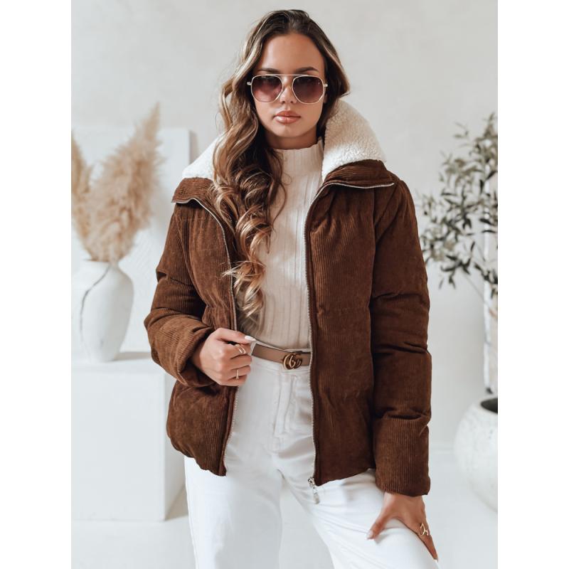 Dámská zimní bunda manšestrová TRENDYGLAM hnědá