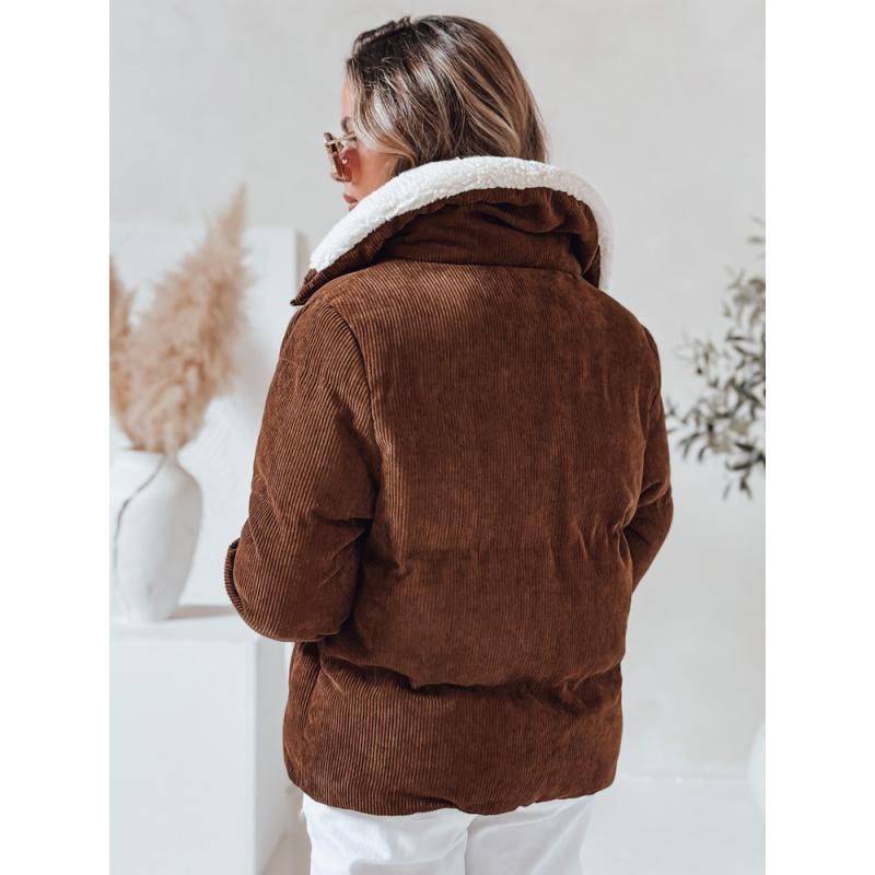 Dámska zimná bunda z manšestru TRENDYGLAM hnedá