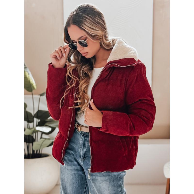Dámská zimní bunda manšestrová TRENDYGLAM bordó
