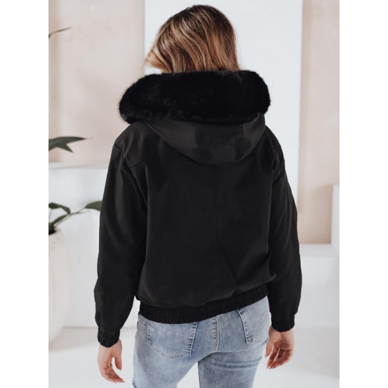 Dámská zimní bunda VESSADA krátká s kožešinou černá