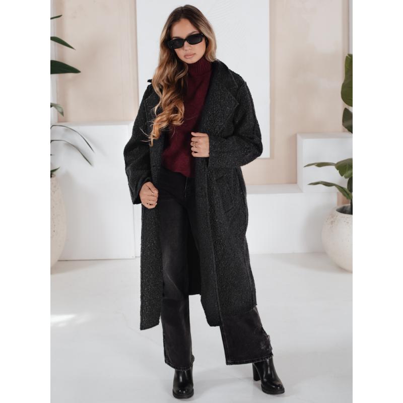 Hosszú női bunda, fekete