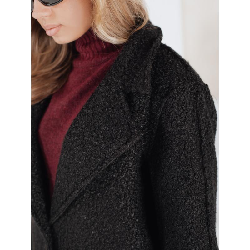 Hosszú női bunda, fekete