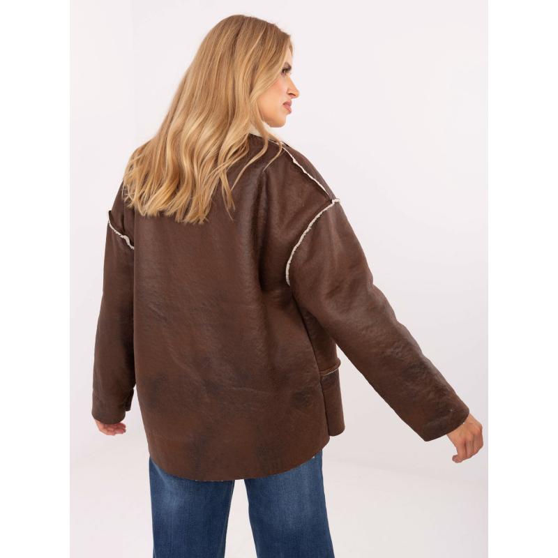 Hnedá dámska bunda bez zapínania