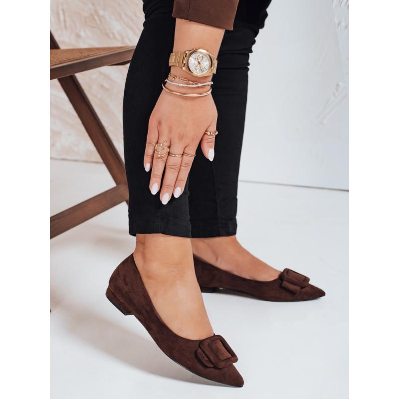 Női barna szarvasbőr balerina