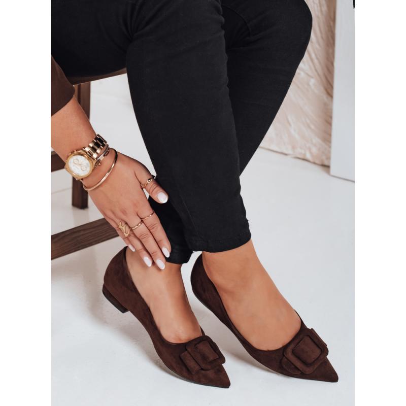 Női barna szarvasbőr balerina