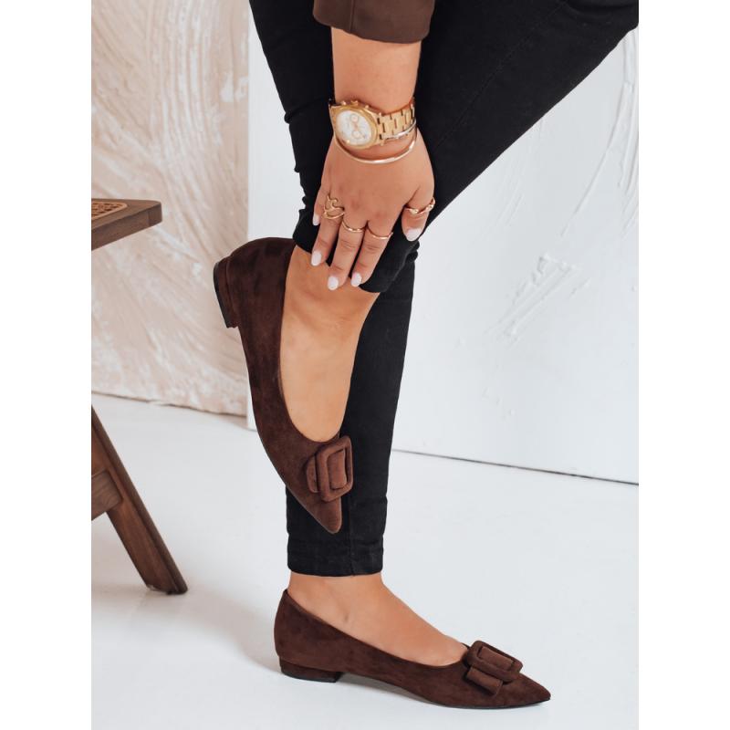 Női barna szarvasbőr balerina