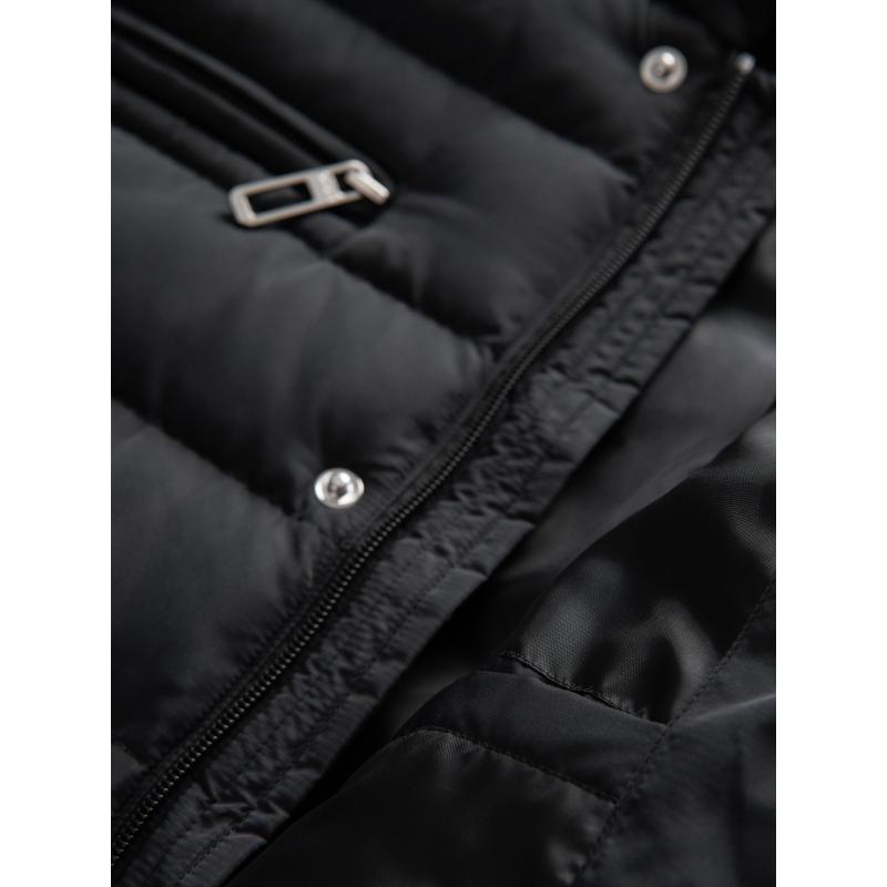 Pánská prošívaná bunda s stojáčkem a zipy na hrudi – černá V1 OM-JALP-0260