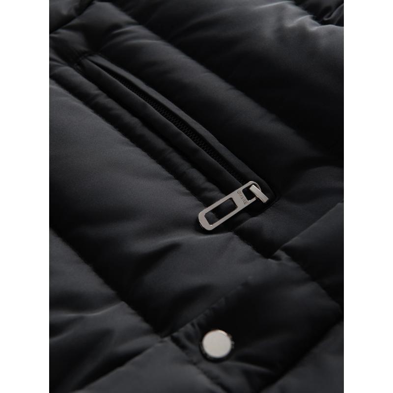 Pánská prošívaná bunda s stojáčkem a zipy na hrudi – černá V1 OM-JALP-0260