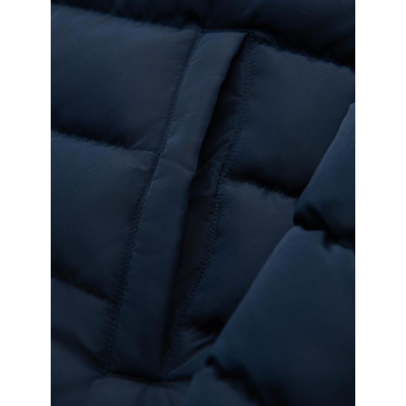 Pánská prošívaná bunda s stojáčkem a zipy na hrudi – tmavě modrá V2 OM-JALP-0260