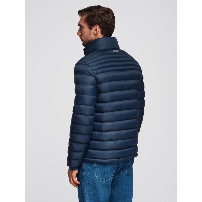 Pánská prošívaná bunda s stojáčkem a zipy na hrudi – černá V1 OM-JALP-0260