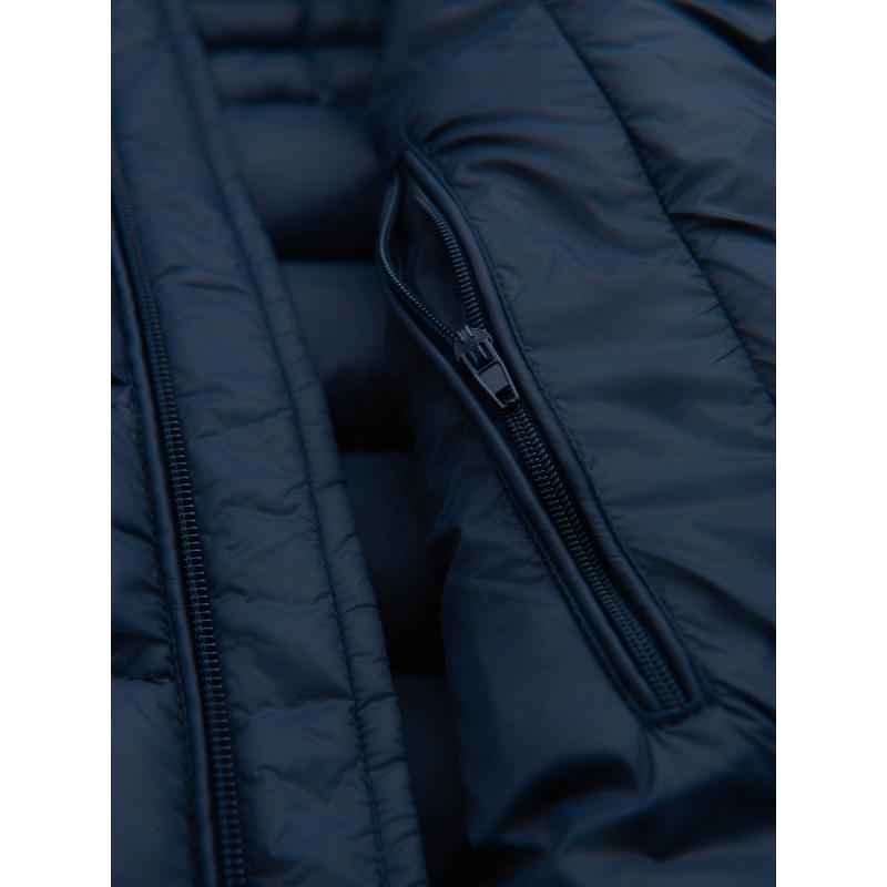 Pánská prošívaná bunda s stojáčkem a zipy na hrudi – černá V1 OM-JALP-0260