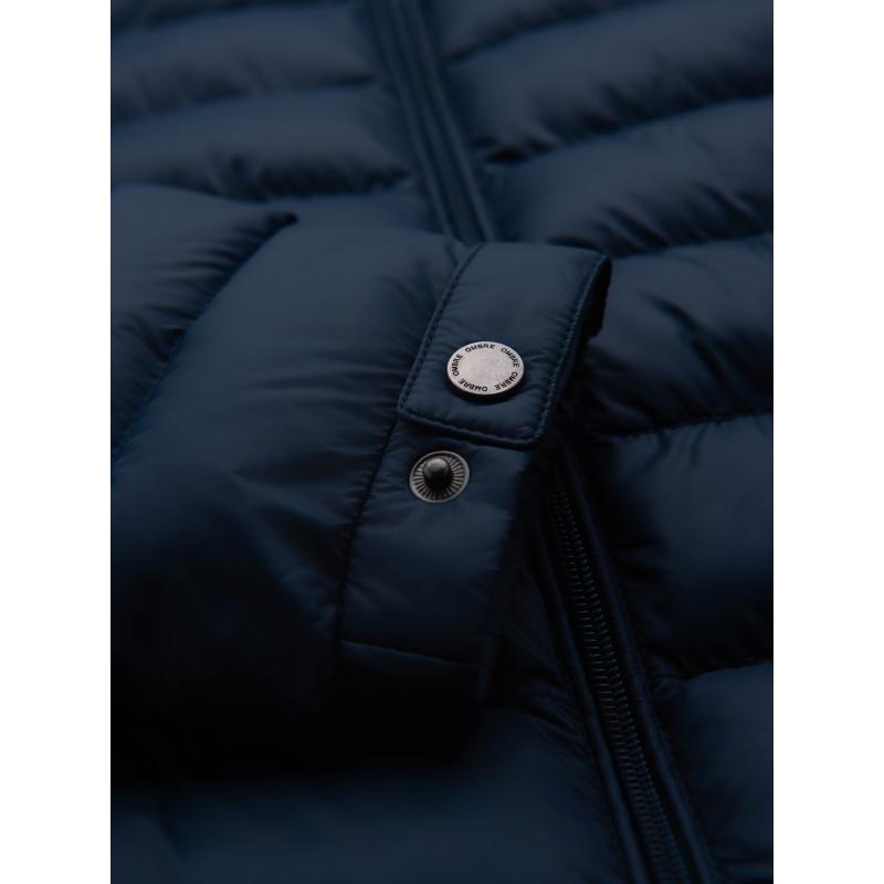 Pánská prošívaná bunda s stojáčkem a zipy na hrudi – černá V1 OM-JALP-0260