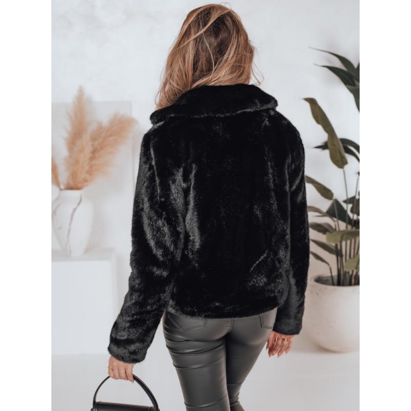 Dámský kožešinový kabát GLAMFLUFFY krátký černý