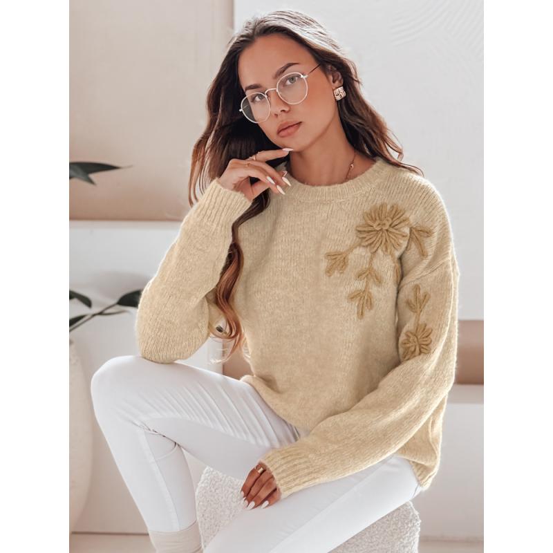 Dámska mikina GIRLHERBAL s kvetinovou aplikáciou, smotanová