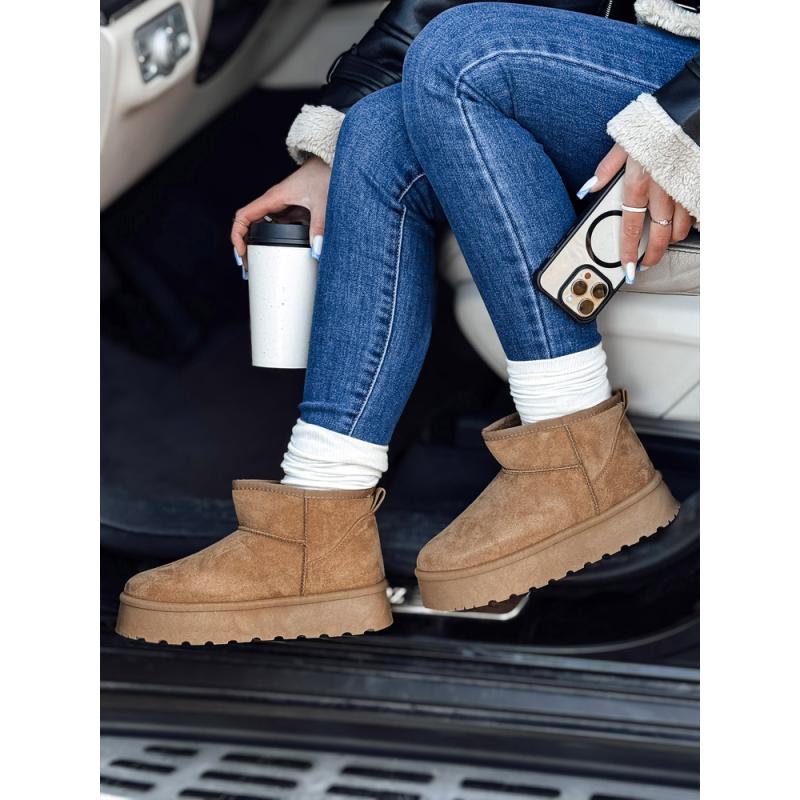 Dámské sněhové boty na platformě béžové