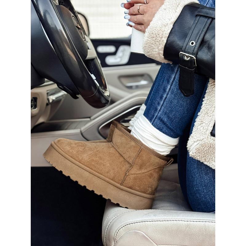 Dámské sněhové boty na platformě béžové