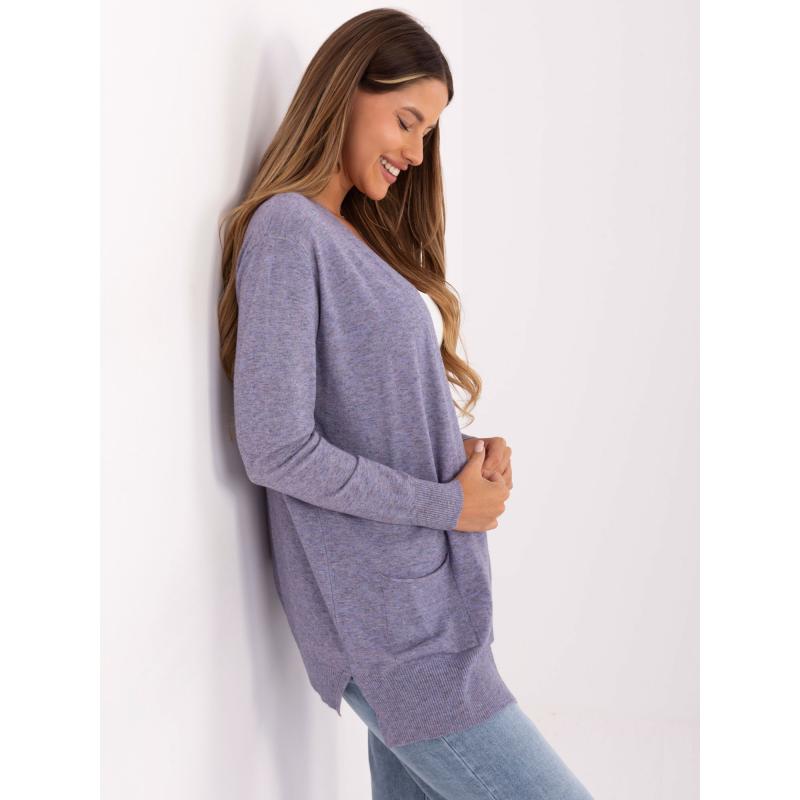 Világos lila kardigán viszkóz keverékkel