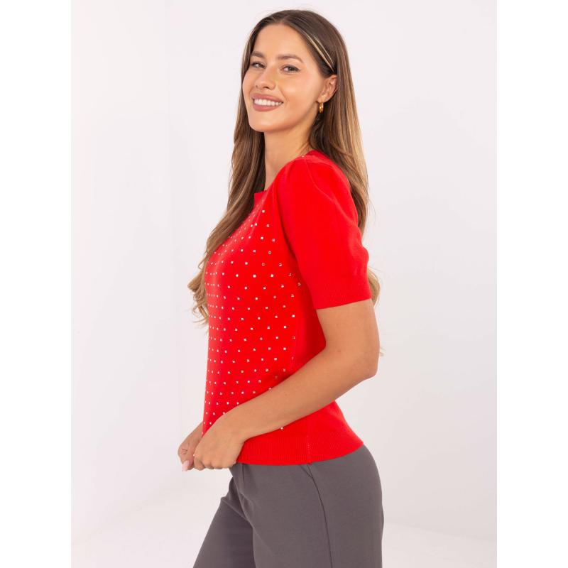 Červené dámske svetre s aplikáciami