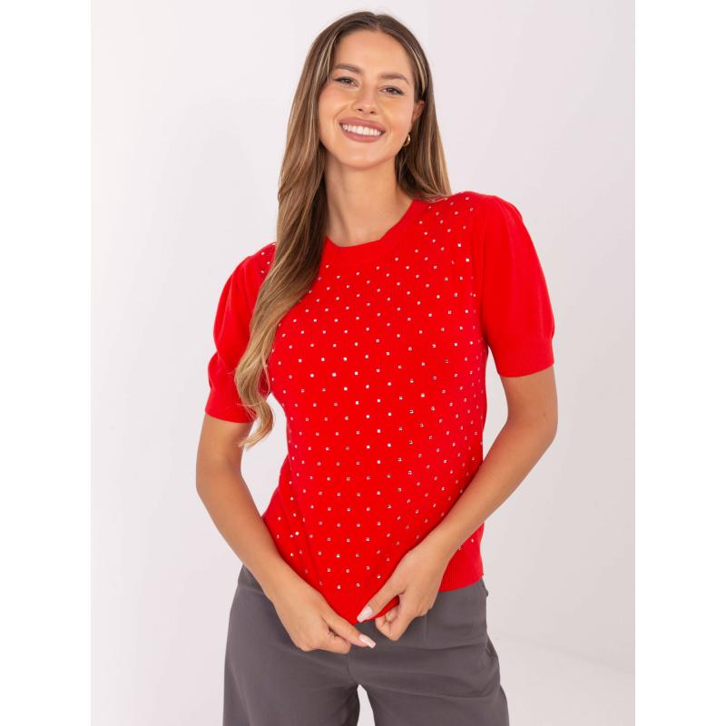 Červené dámske svetre s aplikáciami