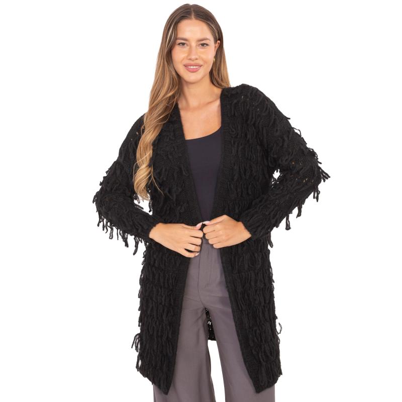 Fekete női kardigán boho stílusban RUE PARIS