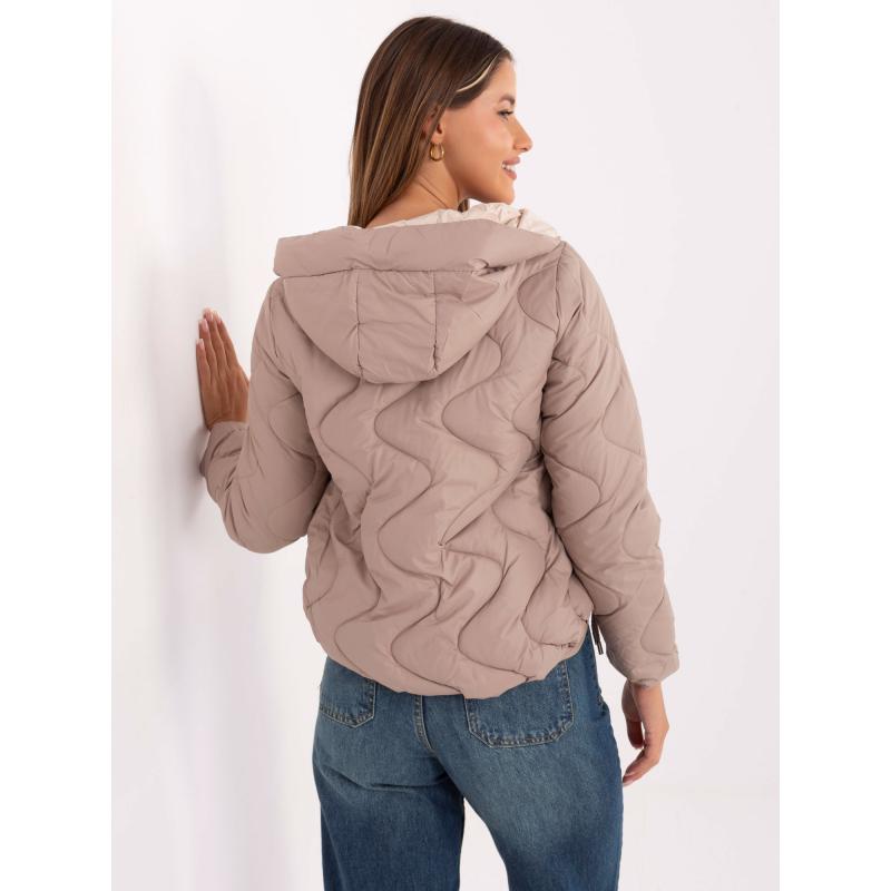 Tmavo béžová prechodná bunda so stiahnuteľnými manžetami