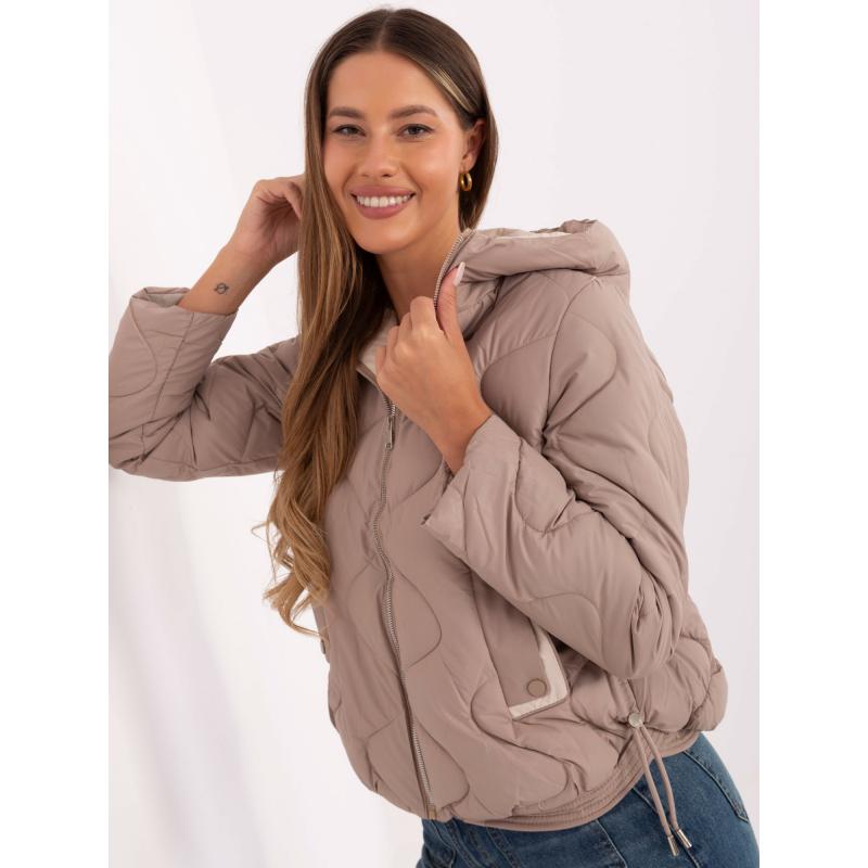 Tmavo béžová prechodná bunda so stiahnuteľnými manžetami