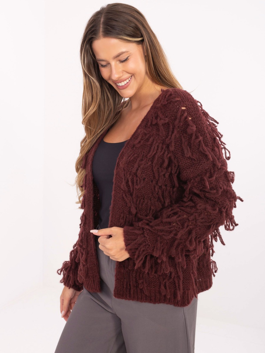 Burgundi kardigán boho stílusban RUE PARIS