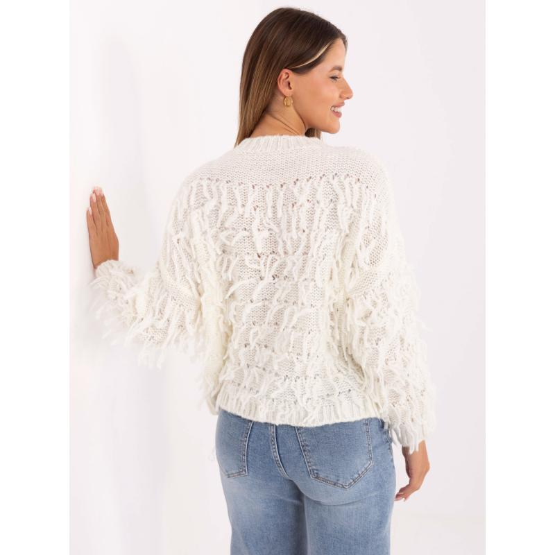 Ecru női boho pulóverek gyapjúval RUE PARIS