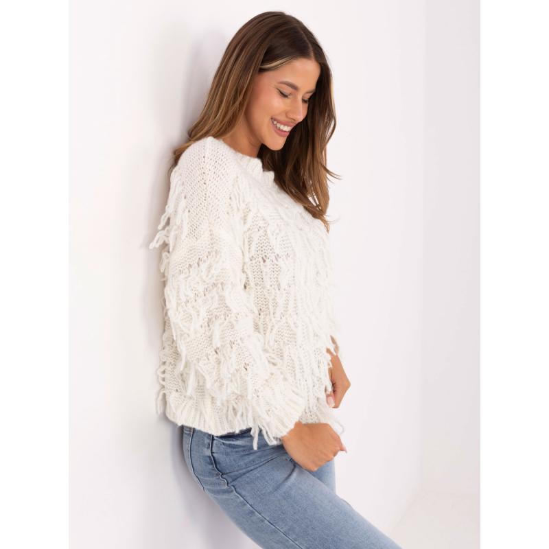 Ecru női boho pulóverek gyapjúval RUE PARIS