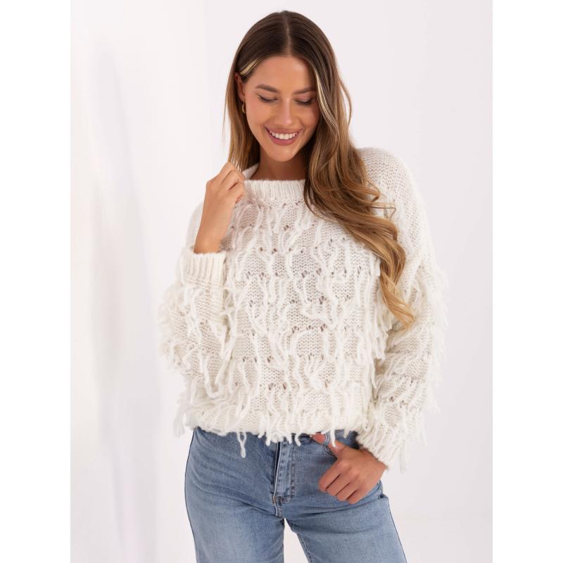 Ecru női boho pulóverek gyapjúval RUE PARIS