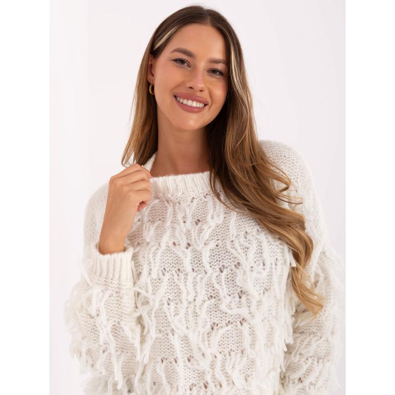Ecru női boho pulóverek gyapjúval RUE PARIS