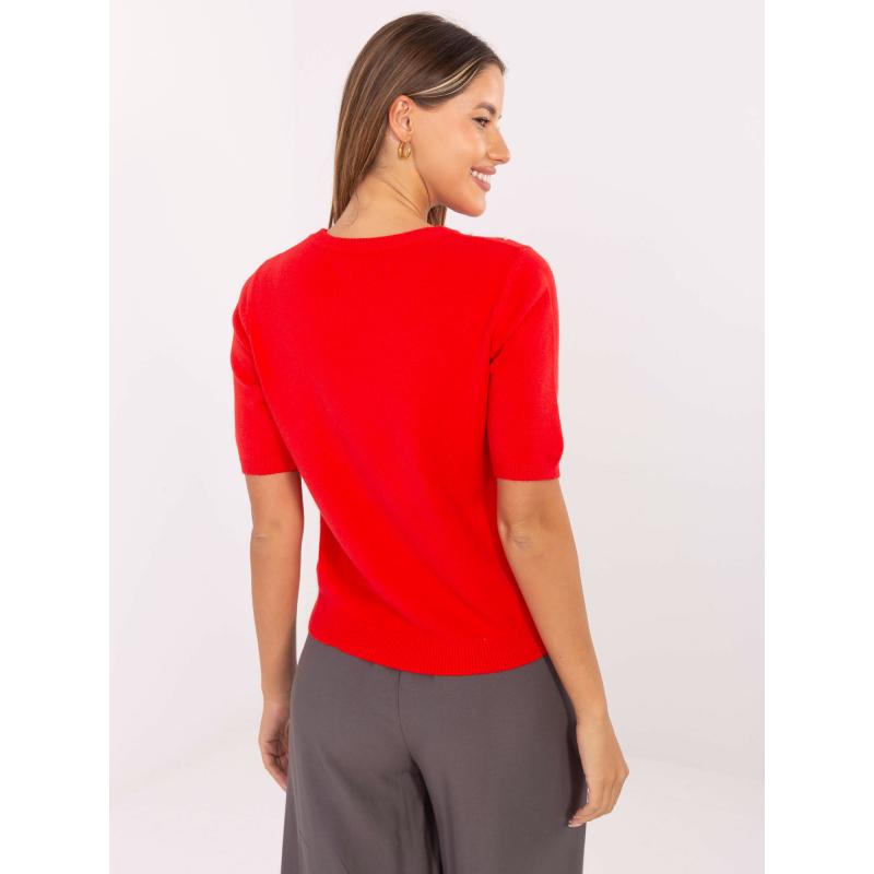 Červený sveter s okrúhlym výstrihom