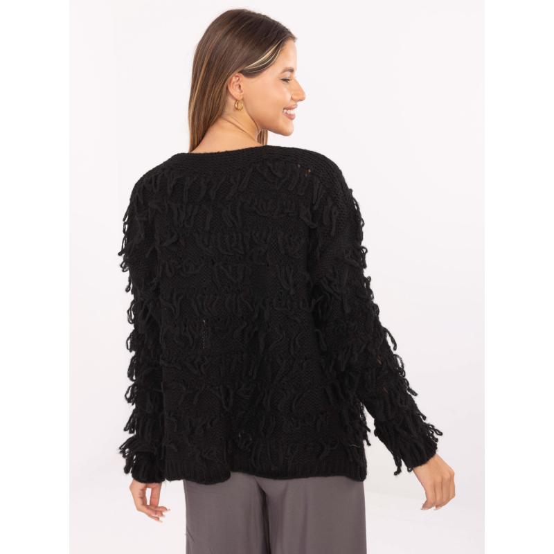 Fekete női kardigán gyapjúval RUE PARIS