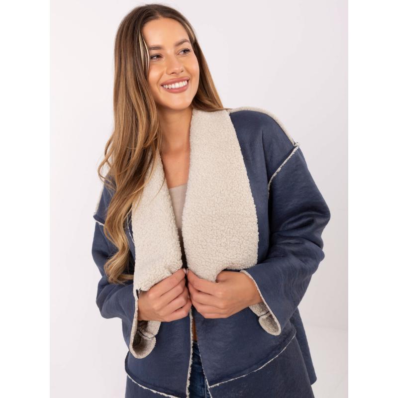 Tengerész kék női kabát medvecsapás béléssel