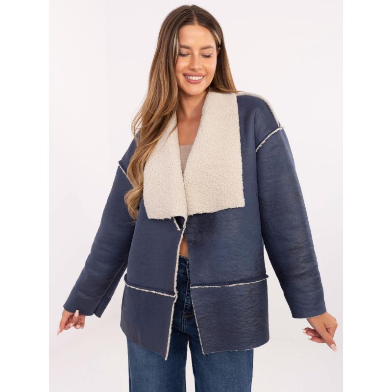 Tengerész kék női kabát medvecsapás béléssel