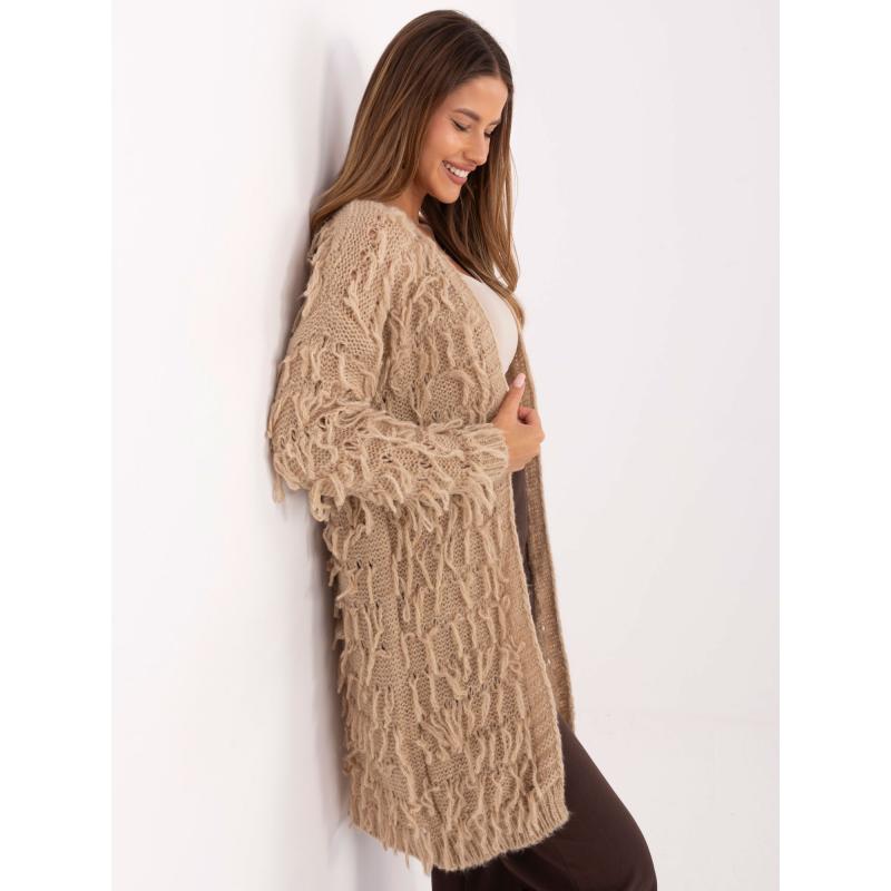 Bézs női kardigán térdig érő RUE PARIS