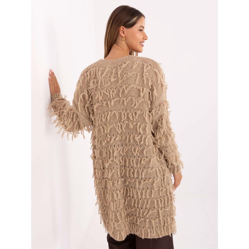 Bézs női kardigán térdig érő RUE PARIS