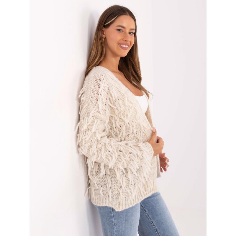 Ecru női kardigán gombolás nélkül RUE PARIS