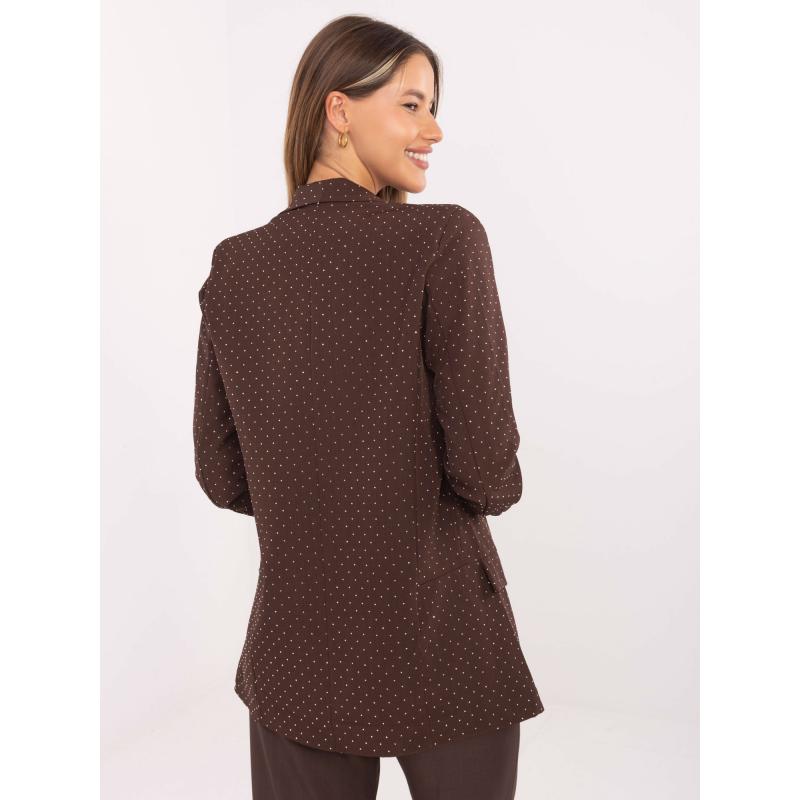 Hnědá elegantní sako s kamínky