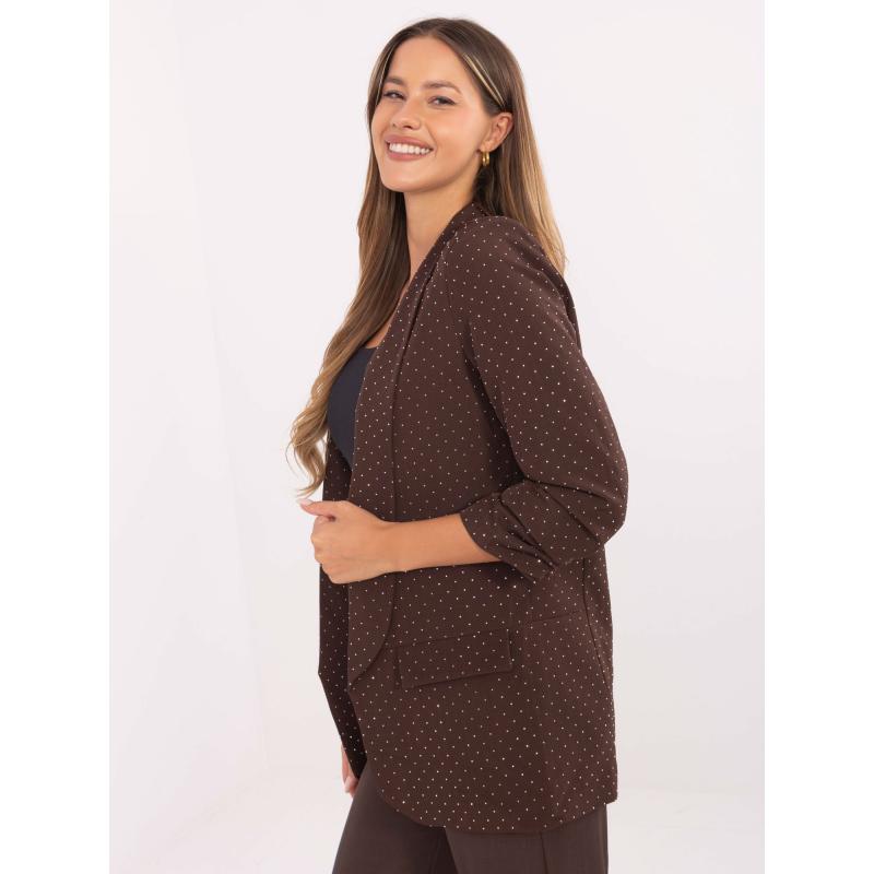 Hnědá elegantní sako s kamínky