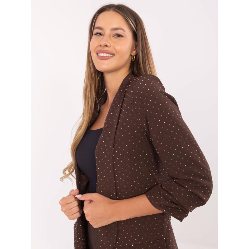 Hnědá elegantní sako s kamínky