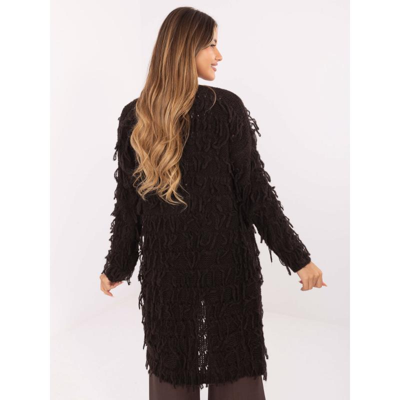 Sötétbarna kardigán boho stílusban RUE PARIS